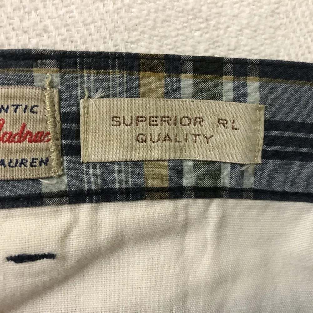 Polo Ralph Lauren Shorts Mens 48 Blue Madras Plaid Chino Cotton 11 Inseam Big